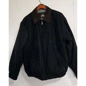 Weatherproof Jacket Mens L Black Faux Suede Full Zip Barn Bomber Chore Outdoor